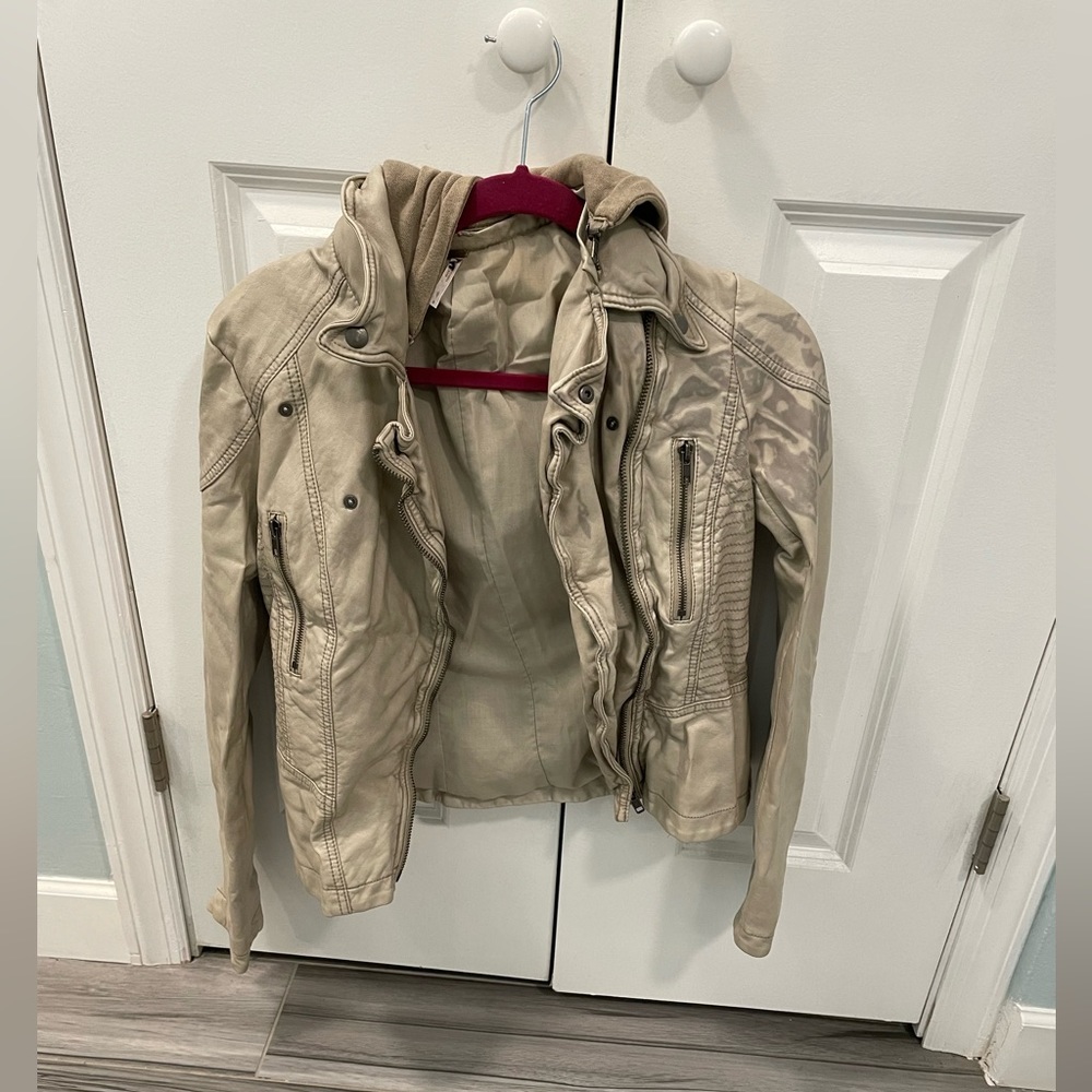 Free people leather hooded jacket